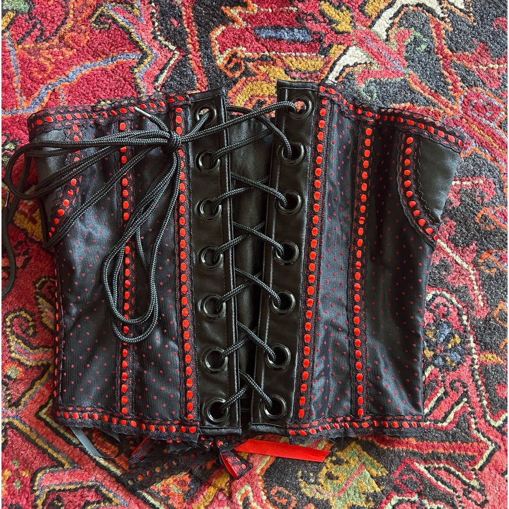 NWT Living dead souls, black and red corset/waist trainer/romanticism/punk